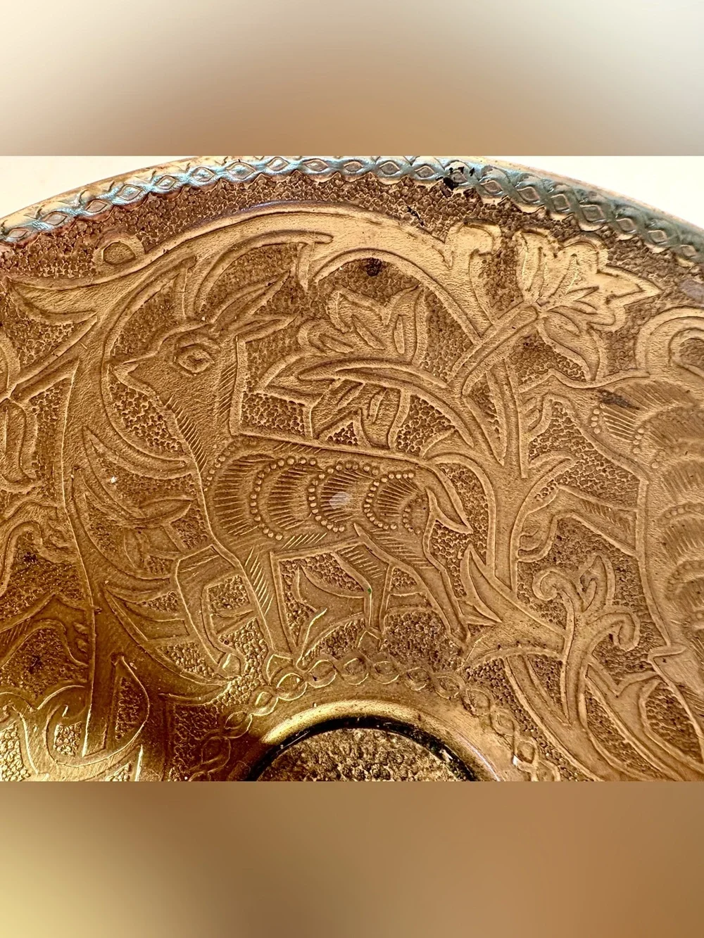 Vintage collectible TAMAR Brass Nutcracker Dish w embossed design made in Israel